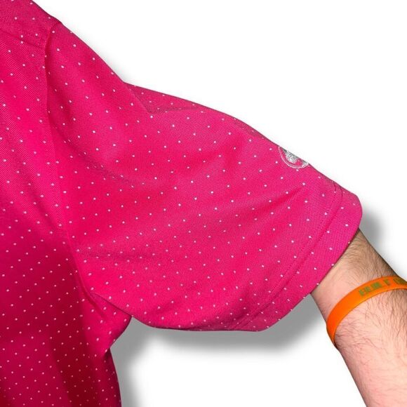 Footjoy Hot Pink Polka Dot Performance Golf Polo Shirt Sz L - Picture 4 of 8